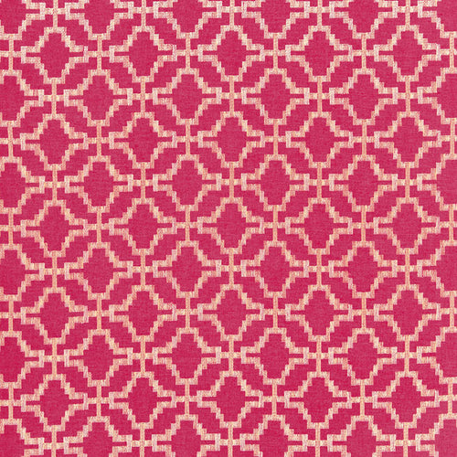 SCHUMACHER SARANA LINEN EMBROIDERY FABRIC 67012 / RASPBERRY