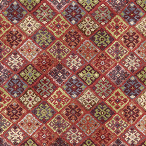 SCHUMACHER KILIM WEAVE FABRIC 67142 / CARMINE