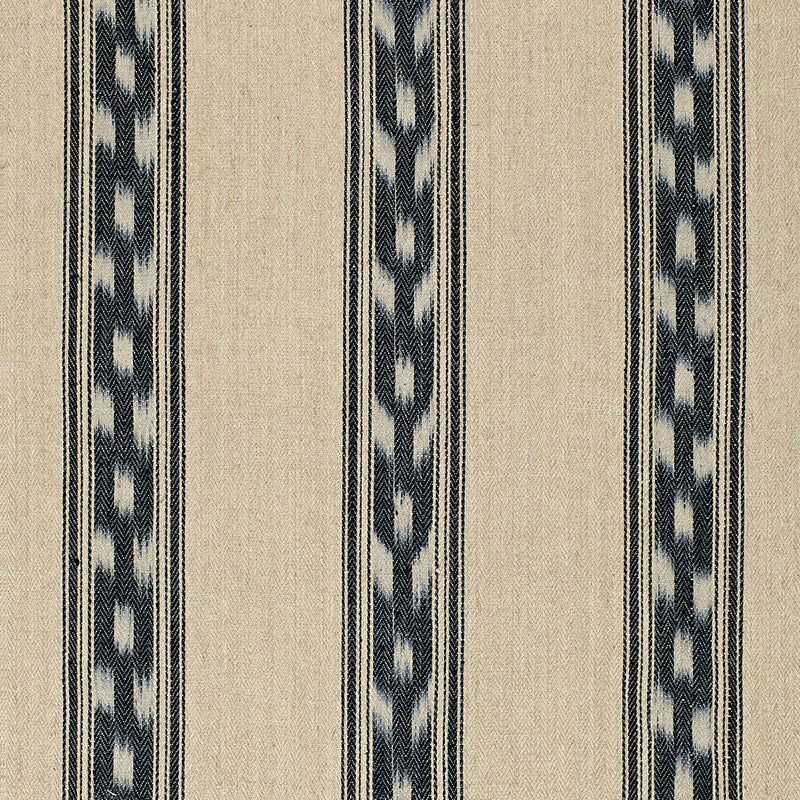SCHUMACHER MOJAVE IKAT STRIPE FABRIC 67510 / EBONY