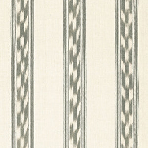 SCHUMACHER MOJAVE IKAT STRIPE FABRIC 67512 / SLATE