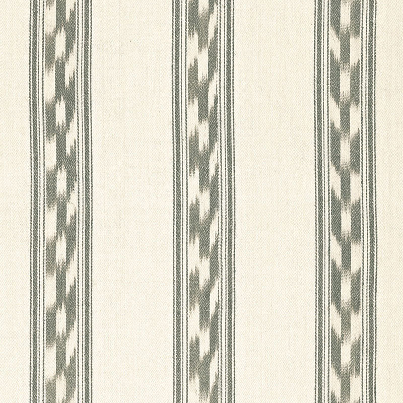 SCHUMACHER MOJAVE IKAT STRIPE FABRIC 67512 / SLATE