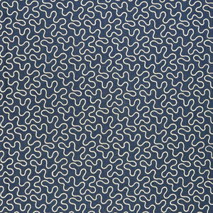 SCHUMACHER MEANDER EMBROIDERY FABRIC 67600 / INDIGO