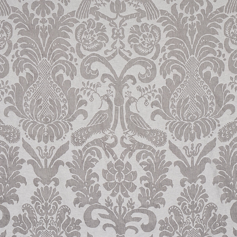 Schumacher Anna Damask Fabric 68436 / Grey