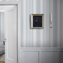 Load image into Gallery viewer, Schumacher Linen Stripe Wallpaper 6860 / Blue