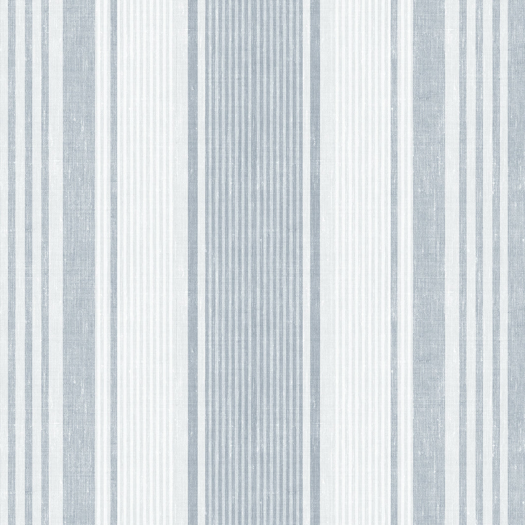 Schumacher Linen Stripe Wallpaper 6860 / Blue