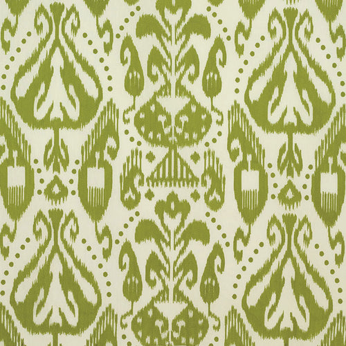 SCHUMACHER KIVA EMBROIDERED IKAT FABRIC 69483 / GRASS