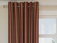 Load image into Gallery viewer, Heavy Duty Stripe Burgundy Red Ivory Gold Upholstery Drapery Fabric