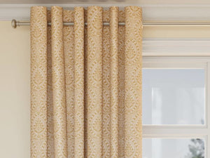 Heavy Duty Mustard Gold Cream Ikat Medallion Upholstery Fabric