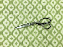 Load image into Gallery viewer, Designer Lime Green Ivory Water &amp; Stain Resistant Indoor Outdoor Geometric Upholstery Drapery Fabric