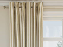 Load image into Gallery viewer, Heavy Duty Stripe Seafoam Fern Green Beige Brown Upholstery Drapery Fabric