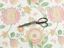 Load image into Gallery viewer, Designer Water Resistant Cream Coral Green Mustard Floral Upholstery Fabric