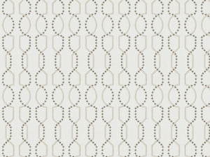 Ivory Beige Grey Embroidered Geometric Trellis Drapery Fabric