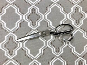 Water & Stain Resistant Indoor Outdoor Taupe Brown White Trellis Geometric Upholstery Drapery Fabric