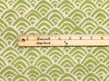 Load image into Gallery viewer, Galbraith &amp; Paul Mountains In Kiwi Oyster Linen Lime Green Ivory Woven Textured water resistant Geometric Upholstery Fabric