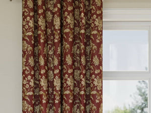 Heavy Duty Floral Burgundy Red Ivory Gold Upholstery Drapery Fabric