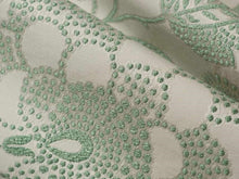 Load image into Gallery viewer, Iris Apfel Cream Sage Green Embroidered Floral Botanical Upholstery Drapery Fabric