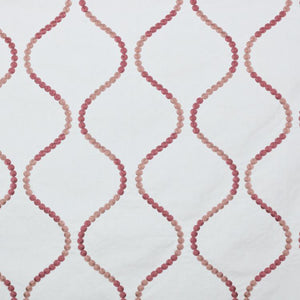 Button Trellis White with Pink Embroidered Drapery Fabric / Rose Quartz