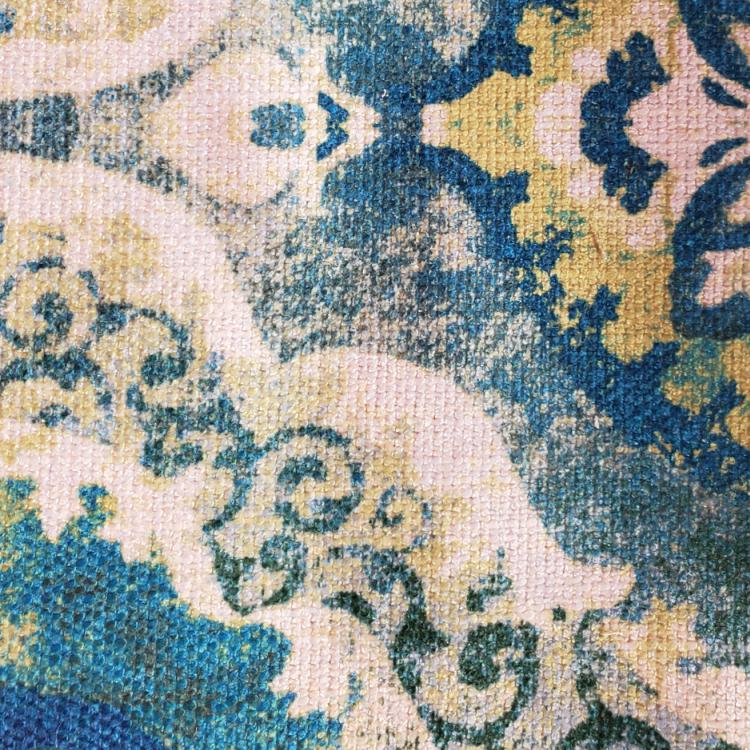Watercolor Damask Upholstery Fabric Teal Green Blue / Mineral RMIL17