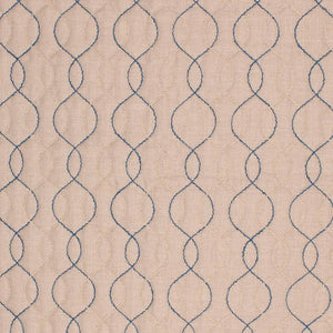 Stitch in Time Beige Blue Embroidered Trellis Drapery Fabric / Lazuli