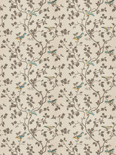 Load image into Gallery viewer, Embroidered Floral Bird Pattern Drapery Fabric / Verdigris
