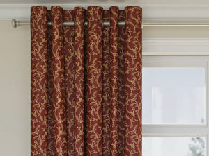 Heavy Duty Floral Burgundy Red Ivory Gold Upholstery Drapery Fabric