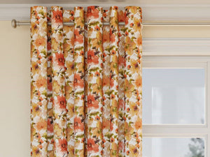 Heavy Duty Olive Green White Orange Brown Floral Upholstery Drapery Fabric