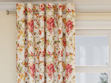 Load image into Gallery viewer, Cream Orange Green Red Bird Floral Upholstery Drapery Fabric