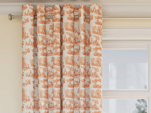 Heavy Duty Cream Orange French County Toile Upholstery Drapery Fabric