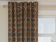 Load image into Gallery viewer, Heavy Duty Geometric Medallion Dark Umber Caramel Aqua Blue Beige Upholstery Drapery Fabric