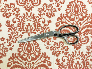 Designer Water & Stain Resistant Cream Burnt Orange Damask Upholstery Drapery Fabric
