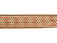 Load image into Gallery viewer, 3&quot; Wide Geometric Embroidered Red Pink Taupe Cream Drapery Tape Trim
