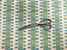 Load image into Gallery viewer, Designer Water &amp; Stain Resistant Turquoise Blue Lime Green Ivory Abstract Ethnic Upholstery Fabric
