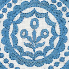 Load image into Gallery viewer, SCHUMACHER OLANA LINEN EMBROIDERY FABRIC 70206 / BLUE
