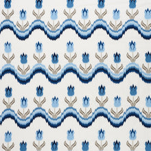 Load image into Gallery viewer, SCHUMACHER TULIP FLAMESTITCH EMBROIDERY FABRIC 70272 / BLUE