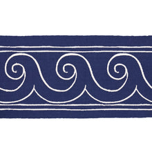 Load image into Gallery viewer, Schumacher Greek Waves Trim 70753 / White On Navy