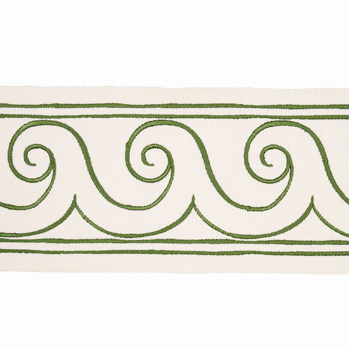 Schumacher Greek Waves Trim 70756 / Green On Ivory
