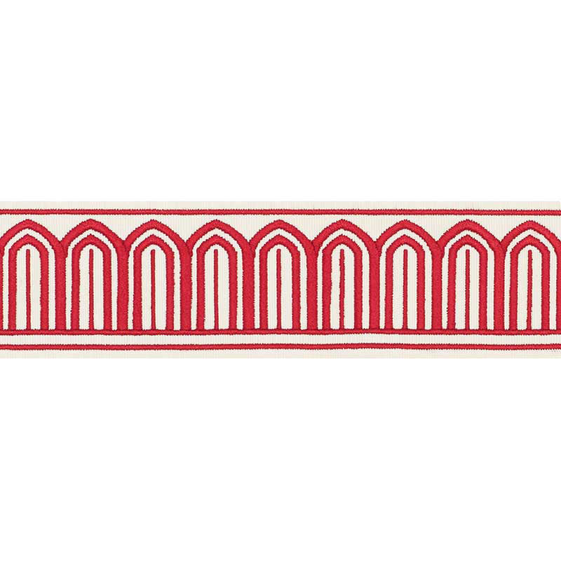 Schumacher Arches Embroidered Tape Trim 70761 / Red