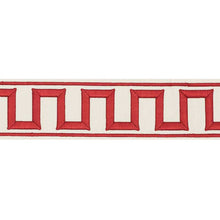 Load image into Gallery viewer, Schumacher Greek Key Embroidered Tape Trim 70794 / Red