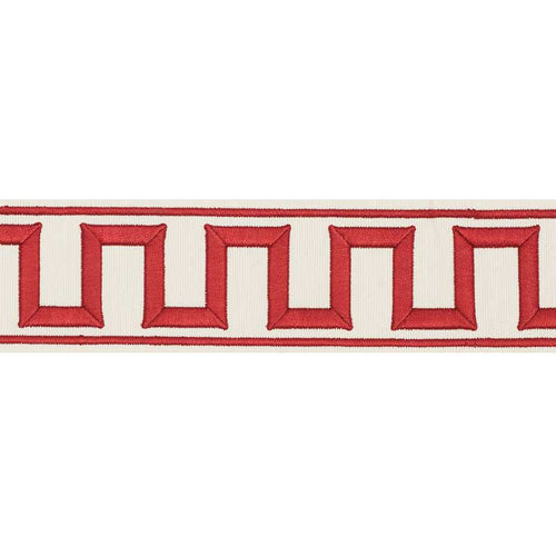 Schumacher Greek Key Embroidered Tape Trim 70794 / Red