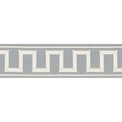 Schumacher Greek Key Embroidered Tape Trim 70801 / Sky