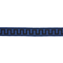 Load image into Gallery viewer, Schumacher Greek Key Embroidered Tape Trim 70803 / Black On Navy