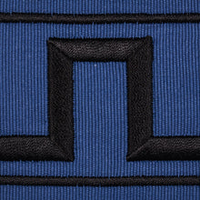 Load image into Gallery viewer, Schumacher Greek Key Embroidered Tape Trim 70803 / Black On Navy
