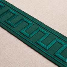 Load image into Gallery viewer, Schumacher Greek Key Embroidered Tape Trim 70804 / Emerald