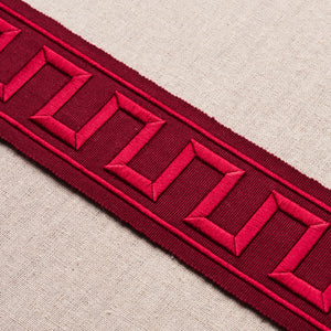 Schumacher Greek Key Embroidered Tape Trim 70805 / Red