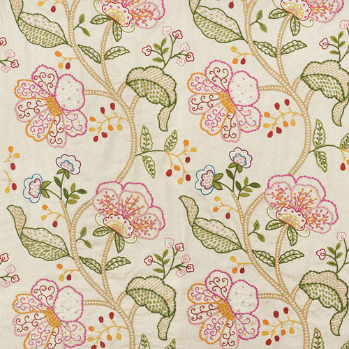 SCHUMACHER FULL BLOOM EMBROIDERY FABRIC 70810 / MULTI