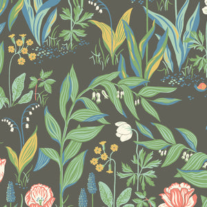 Schumacher Spring Garden Wallpaper 7219 / Charcoal Multi