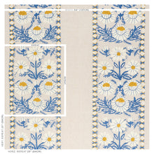 Load image into Gallery viewer, SCHUMACHER MARGUERITE EMBROIDERY WOOL LINEN FABRIC 72332 / BLUE &amp; OCHRE