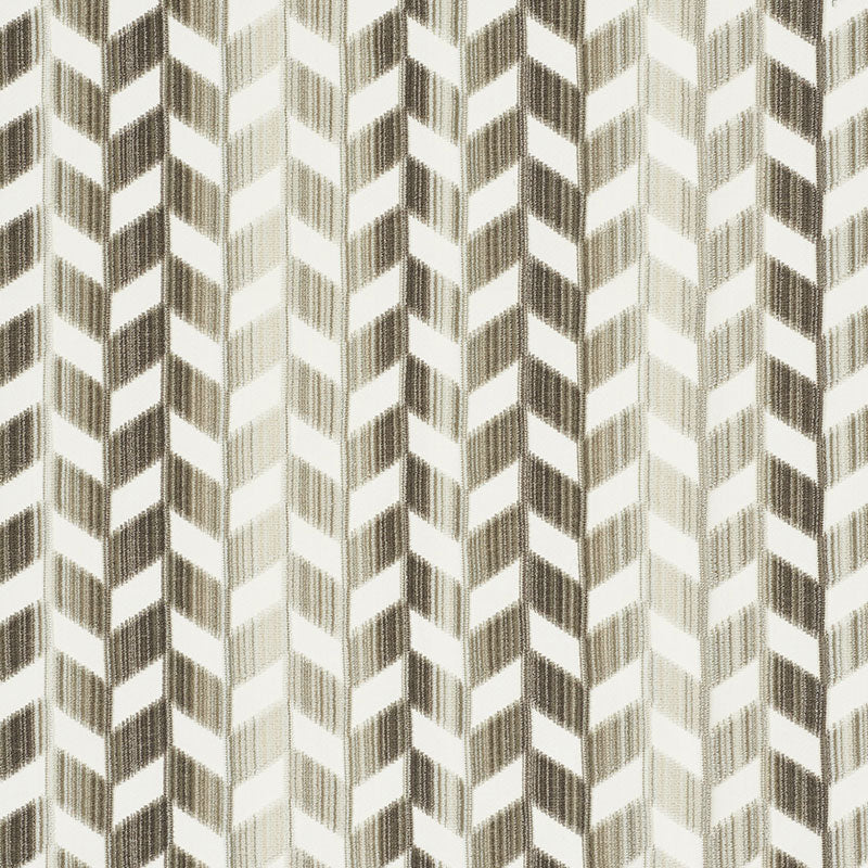 SCHUMACHER CHEVRON STRIE VELVET FABRIC 72810 / STONE