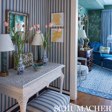 Load image into Gallery viewer, SCHUMACHER OJAI STRIPE FABRIC 73001 / CHINA BLUE