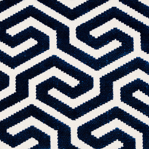 SCHUMACHER MING FRET VELVET FABRIC 73106 / NAVY